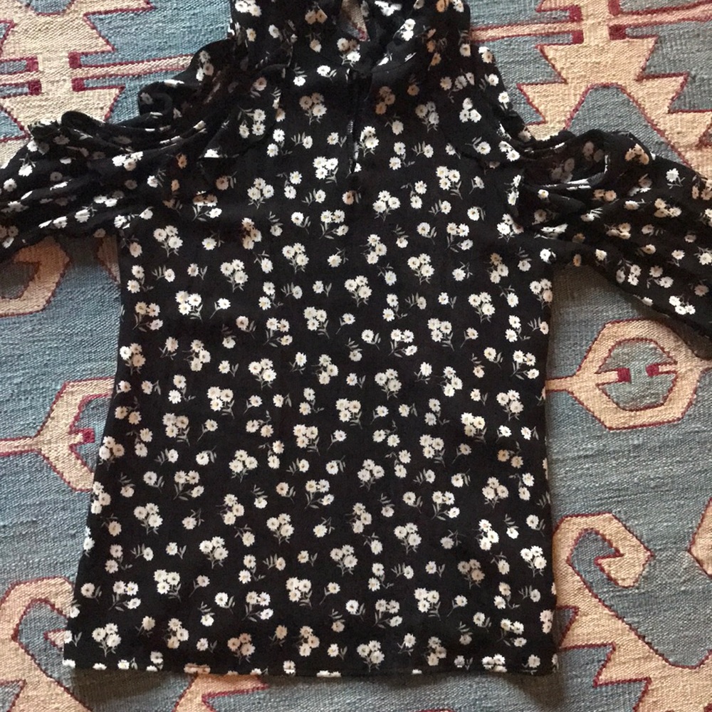 Floral open shoulder top